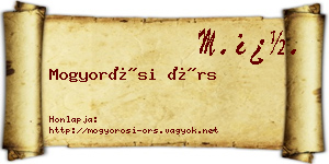 Mogyorósi Örs névjegykártya